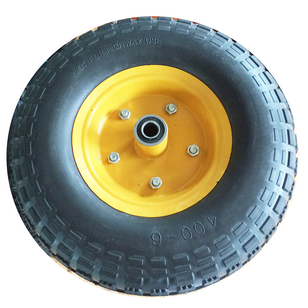 Standard Solid Wheels POLYURETHANE Steel Lawn Cart Yard Cart Garden Cart Wheelbarrow Trolley Dolly Tire Wheel