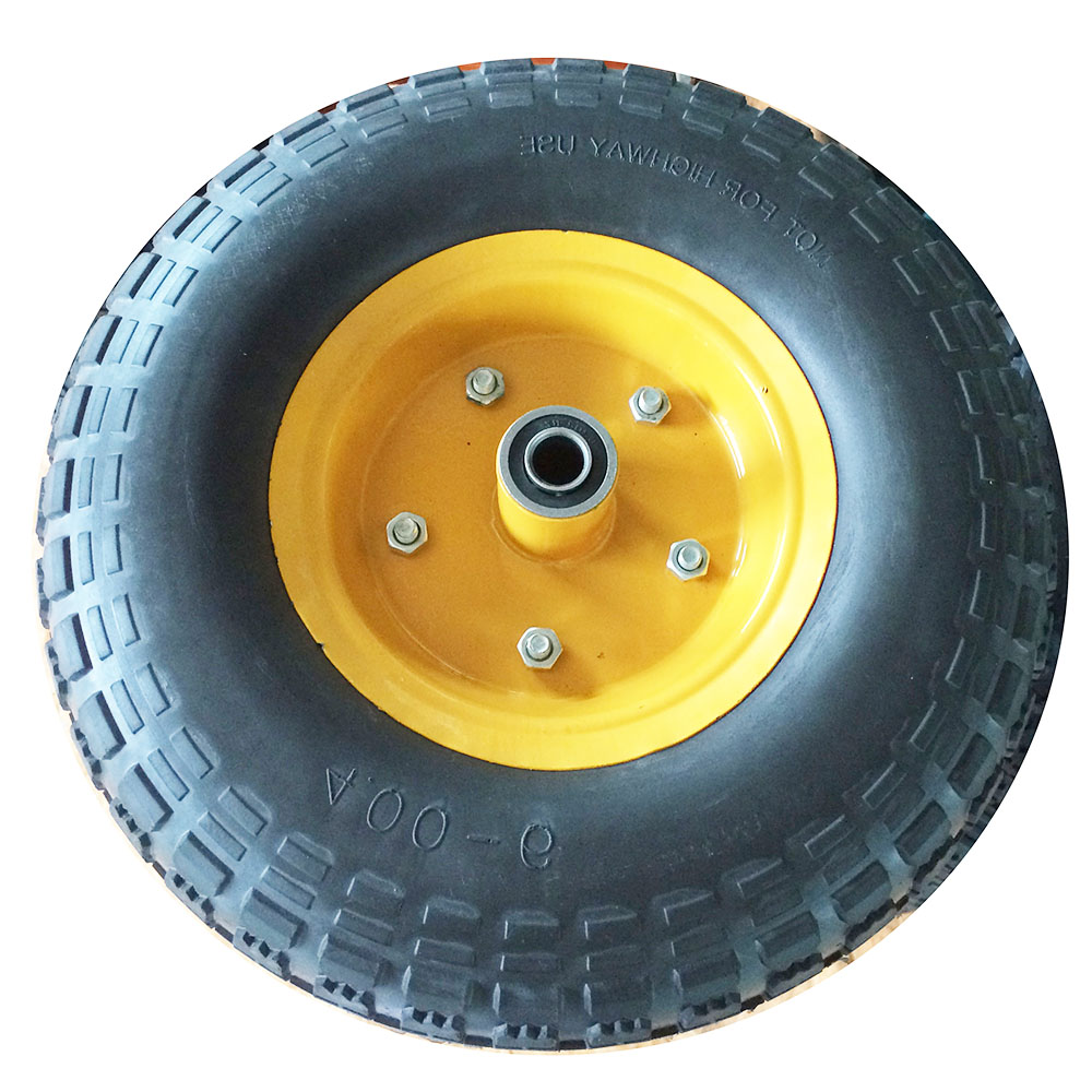 Standard Solid Wheels POLYURETHANE Steel Lawn Cart Yard Cart Garden Cart Wheelbarrow Trolley Dolly Tire Wheel