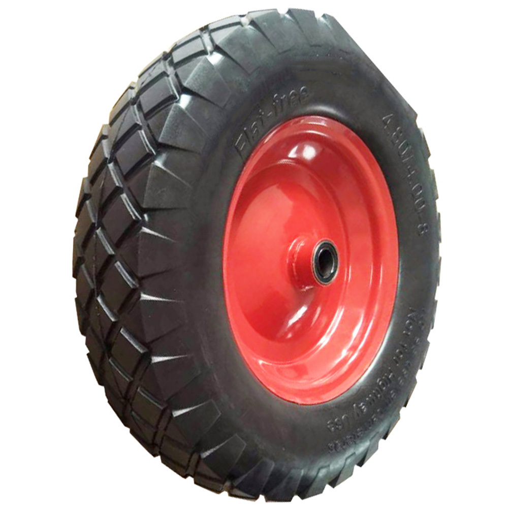 Steel Caster Wheels Puncture Free Utility Wheelbarrow Tire Wheel With Axle For Lawn Yard Garden Cart Trailer Wagon