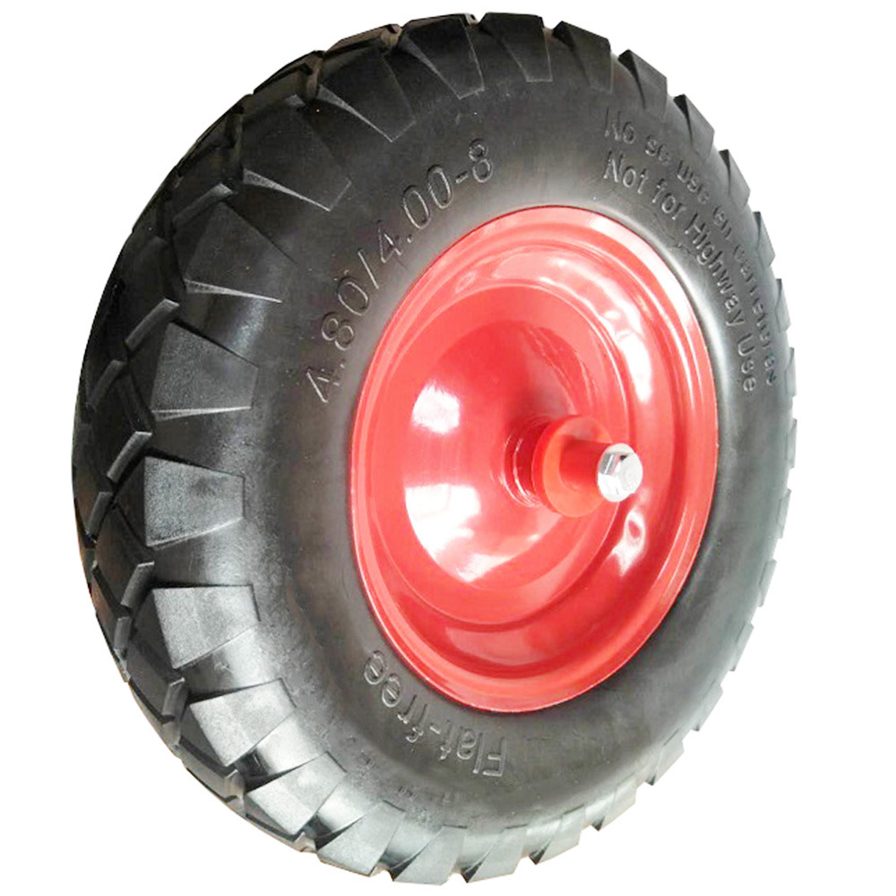 Steel Caster Wheels Puncture Free Utility Wheelbarrow Tire Wheel With Axle For Lawn Yard Garden Cart Trailer Wagon