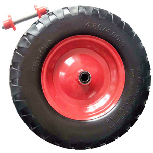 Steel Caster Wheels Puncture Free Utility Wheelbarrow Tire Wheel With Axle For Lawn Yard Garden Cart Trailer Wagon