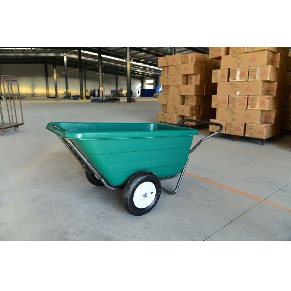 One Year Warranty Super Load Bearing Smooth Pneumatic Wheel Heavy Duty Polyethylene Bathtub TC3089 Wheelbarrow