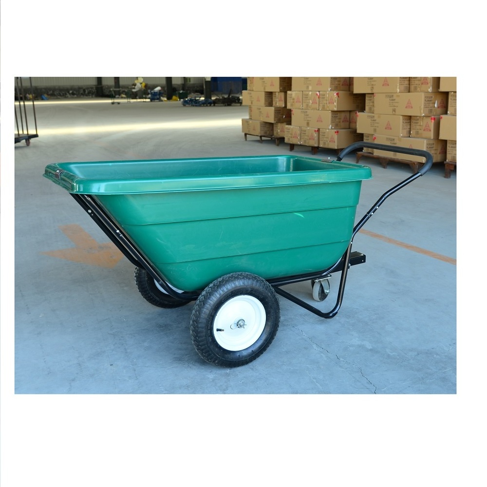 One Year Warranty Super Load Bearing Smooth Pneumatic Wheel Heavy Duty Polyethylene Bathtub TC3089 Wheelbarrow