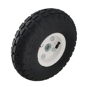 Material Handling 4.10/3.50-4" White Hub Wagons Dollies Hand Trucks Trailer Garden Carts Pneumatic Replacement Tire Wheel