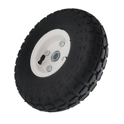 Material Handling 4.10/3.50-4" White Hub Wagons Dollies Hand Trucks Trailer Garden Carts Pneumatic Replacement Tire Wheel