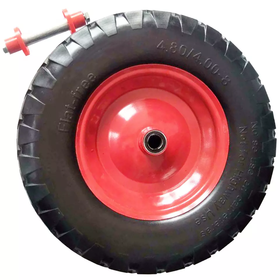 OEM Customized POLYURETHANE Puncture Free Utility Wheelbarrow Tire Wheel With Axle For Lawn Yard Garden Cart Trailer Wagon