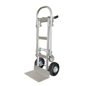 Heavy Duty Folding Hand Truck and Dolly, Sliver Aluminium Portable Folding Trolley for Home, Office and Travel