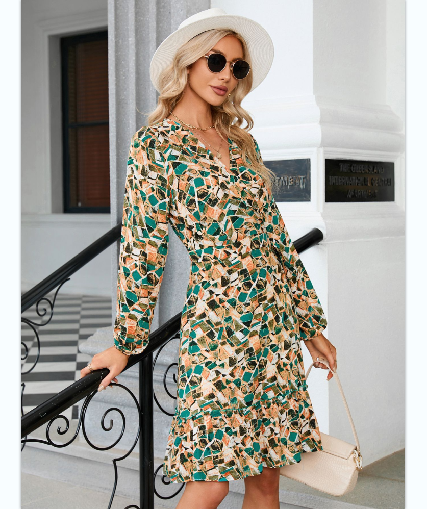 2023 Wholesale Fast Shipping Ropa Mujer Vestidos Casuals Floral Print Ruffle Mini Dress Ladies Dresses