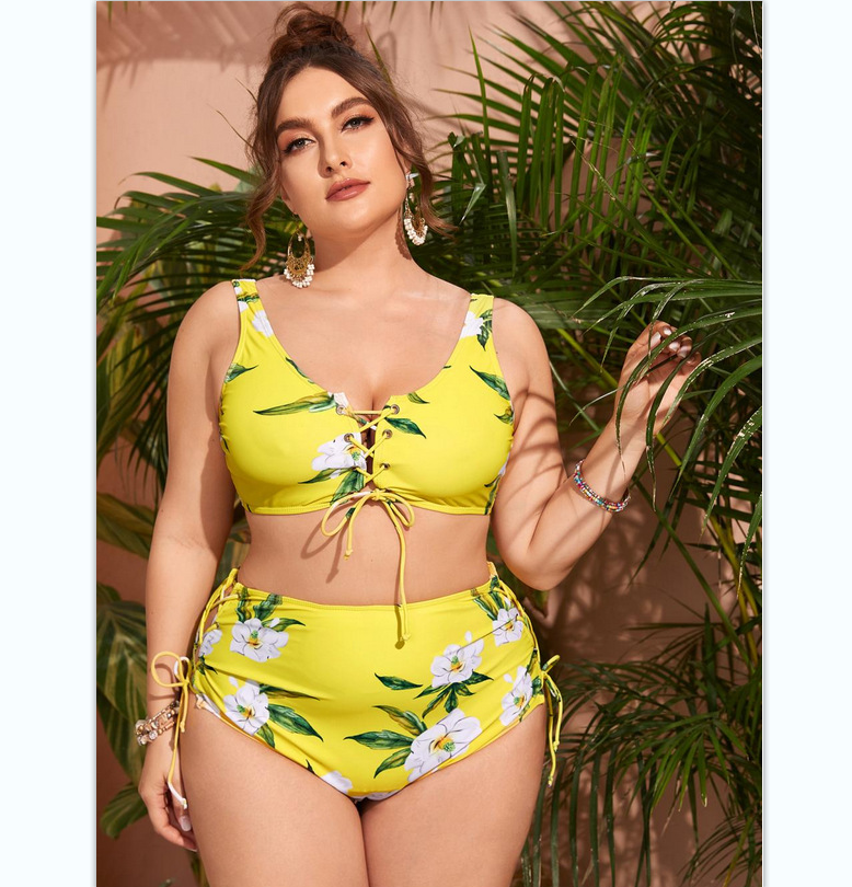 Wholesale New Ladies Swimsuit Two-piece Sexy Printed Bikini Set Large Size Split High Waist Women's Swimwear