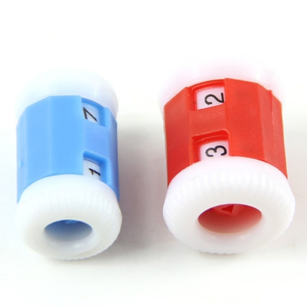 Useful Large Red +Small Blue Plastic Knit Knitting Needles Row Counter (Large 2.2 * 1.5cm+Small 2.2 * 1.2cm)