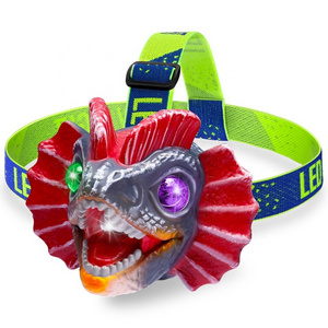 Dinosaur Headlamp Camping Gear Essentials Ideal Gift for Birthday Halloween Christmas Toy for Kid