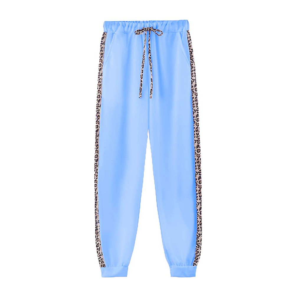 Women's hooded tracksuit sets leopard Print patch work hoodie sweatshirt and jogging pants for ladies