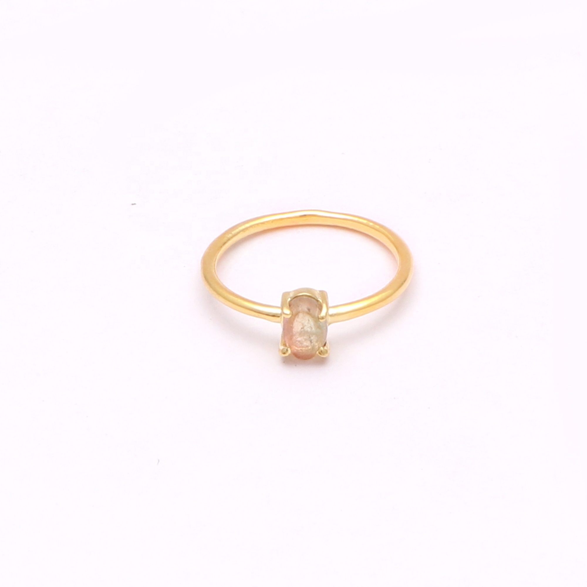 New trend natural watermelon tourmaline ring gemstone handmade gold plated ring wholesale fancy jewelry ring women jewelry