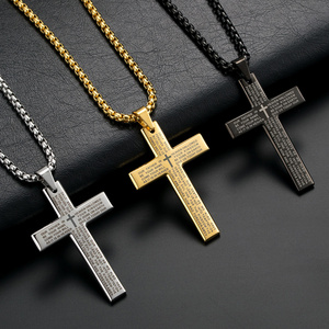 Titanium Steel Bible Cross Necklace Scripture Pendant Chain Necklace Religious Believers Stainless Steel Necklace