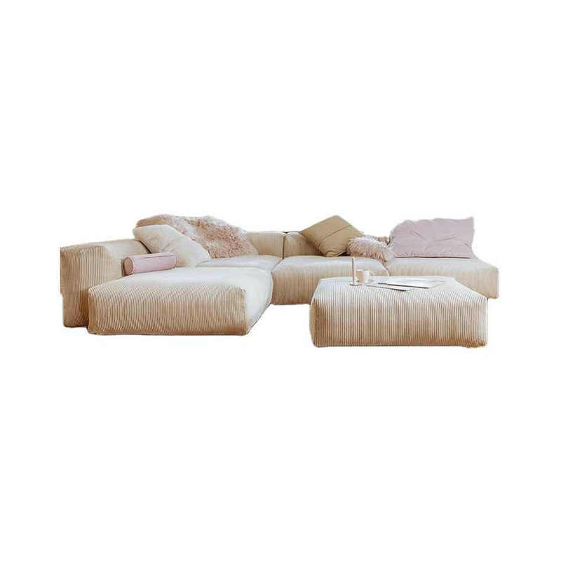 Modern  minimalism Modular Living Room Sofa Set Corduroy Fabric Feather Velvet Sectional Sofa Couch Set Customized Furniture