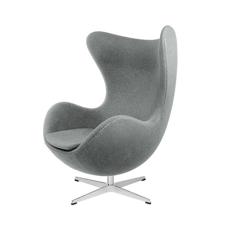 Modern Cashmere Leisure Swivel Office Arm Chair Velvet Reclining Living Room Lounge Chairs Fiberglass Egg Chair With Stool