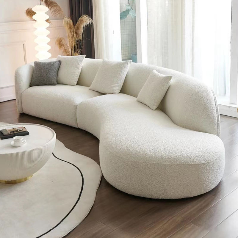 Modern  Luxury Arc Living Room Sofa Boucle Couches Italian Design Hotel Villa Velvet Fabric Sofa Set Furniture