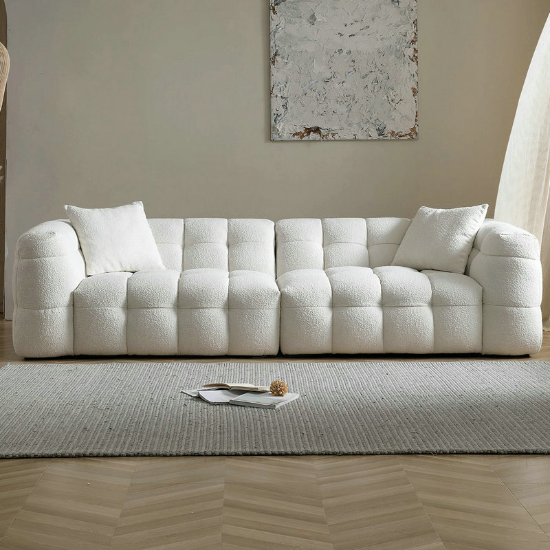 Modern French Scandinavian comfy white sofa couch Living Room Sofas Marshmallow  Fabric modular sectional Customized Sofa Set