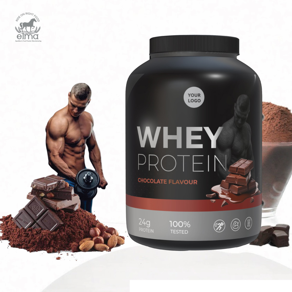 Pure Whey Protein Isolated Protein Powder Sport Supplement Chocolate Flavor Shakes for Muscle Gain Suitable for Daily Fitness