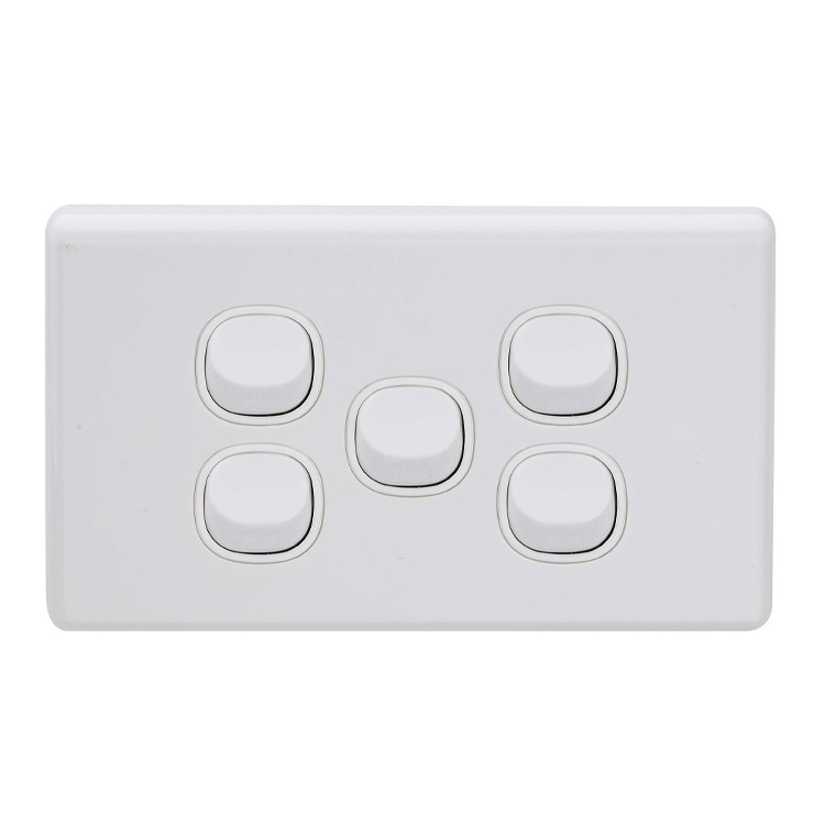 Saa Approved Australia Standard Slimline 6 Gang 2 Way LED light Customized Logo Brand Wall Switch