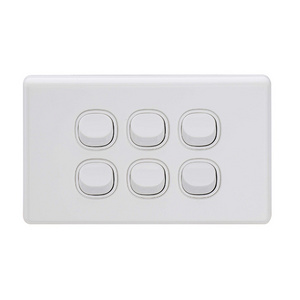 Saa Approved Australia Standard Slimline 6 Gang 2 Way LED light Customized Logo Brand Wall Switch