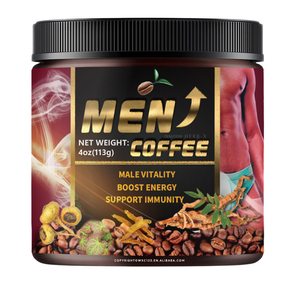 Stamina Relieve Stress Improve man coffee Private label Energy herbal healthy Male vitality Instant black Maca Coffee for men