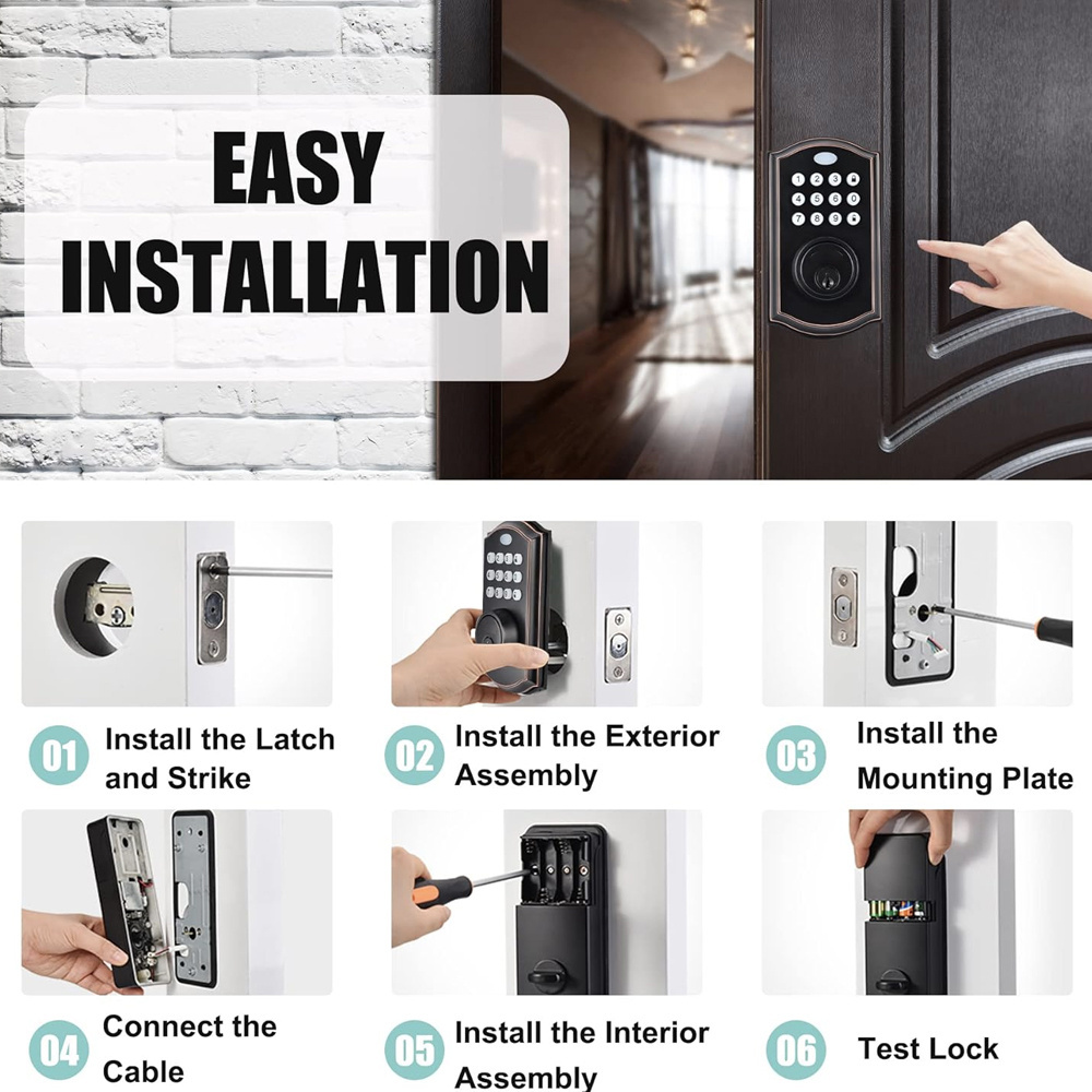 Elock ES223 commercial Automatical Smart Deadbolt Lock Password PIN Code Deadbolt With Keypad Deadbolt Lock