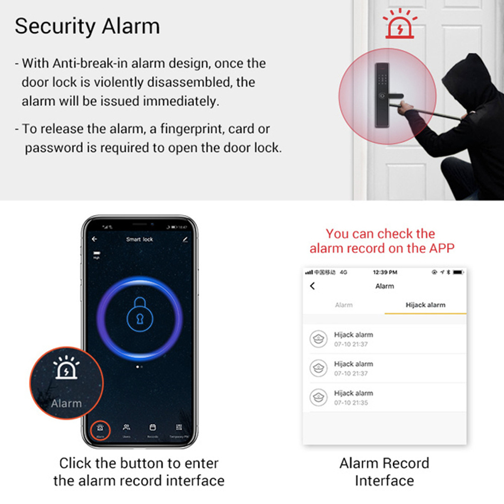 Elock ES237F Tuya wifi app fechadura inteligente intelligent electronic door handle smart lock with Camera