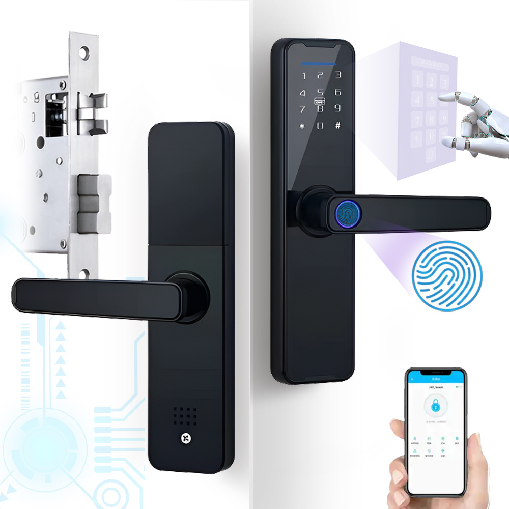 Elock ES242F alexa new design smart Password Door Lock fingerprint smartlock 2024 rfid card digital lock