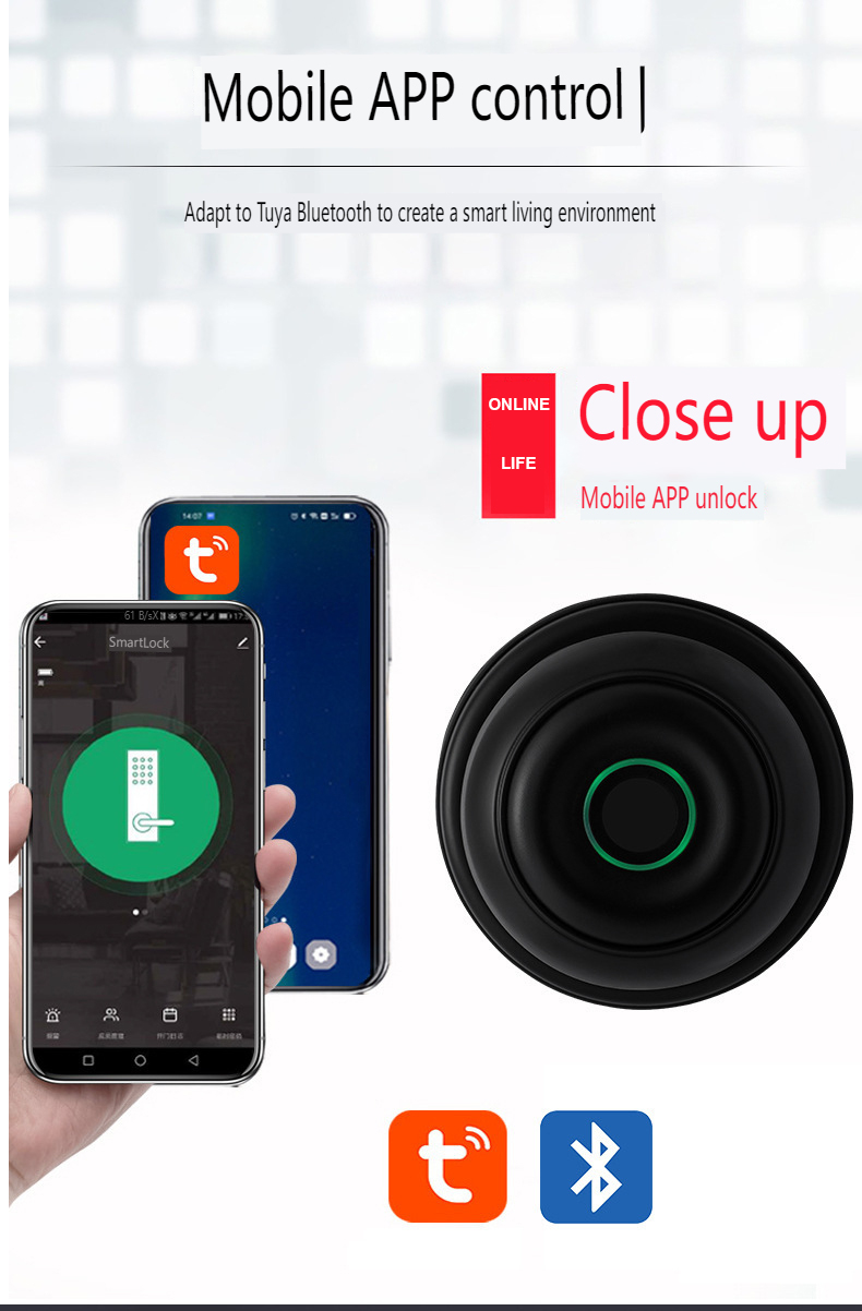 Elock ES818 cylinder lock with fingerprint luxury privacy round smart lock tuya ble app cerradura fingerprint door knob