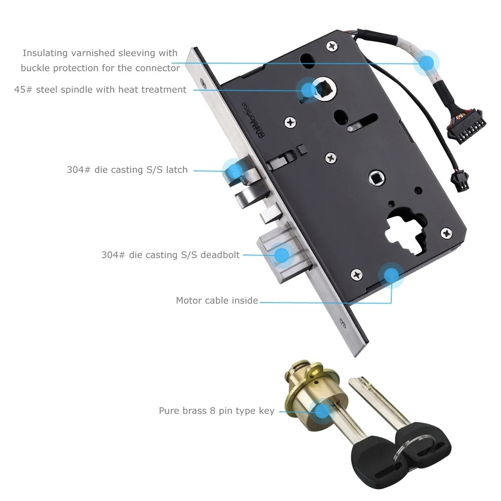 Elock ES3096 gold ZigBee hotel door lock systems automatic rfid card professional oem hotel lock