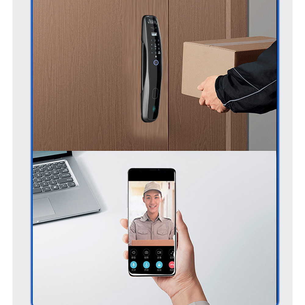 Elock ES241D fechadura digital 3D Face recognition password key temporary password smart door lock