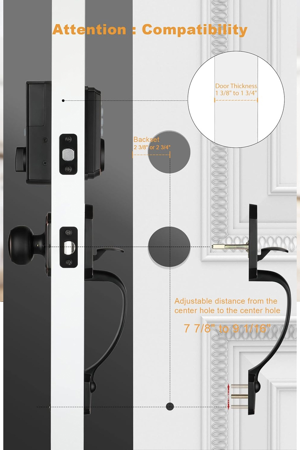 Elock ES224 Smart Front Door 2 Lever Handles Handleset Password PIN Code Deadbolt With Keypad Deadbolt Lock