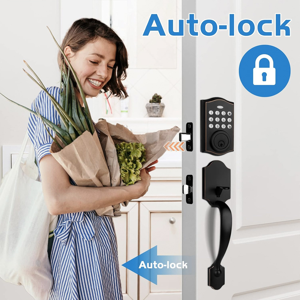 Elock ES224 Smart Front Door Handleset Combination Door Lock Password PIN Code Deadbolt With Keypad Deadbolt Lock