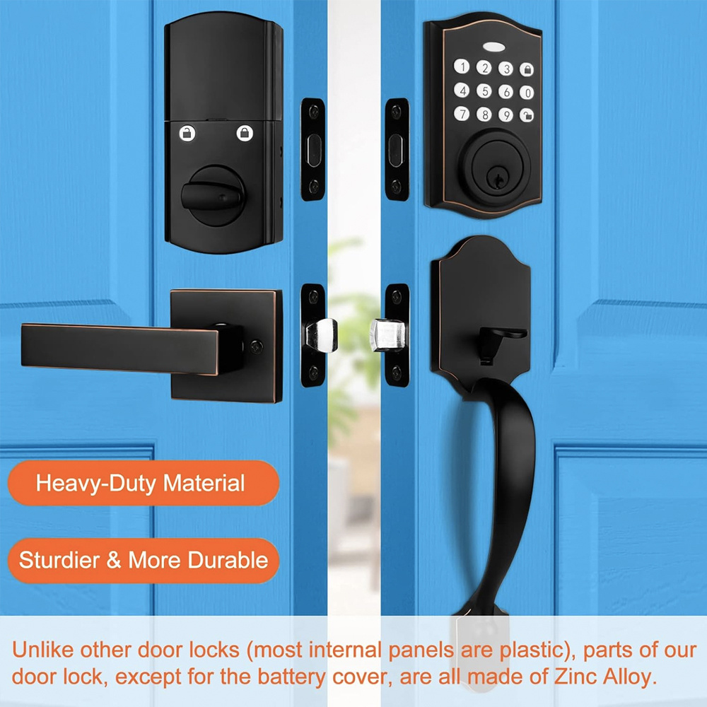 Elock ES224 Smart Front Door Handleset Combination Door Lock Password PIN Code Deadbolt With Keypad Deadbolt Lock