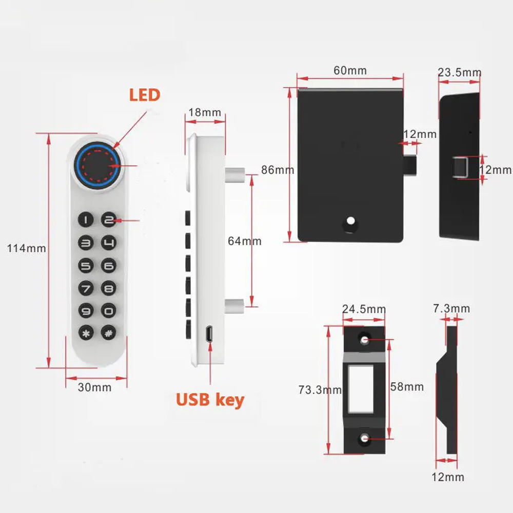 Elock ESF020 pin code Built in showcase flock bluetooths ble wooden cabinet smart lock locks for drawers Smart Cabinet Lock