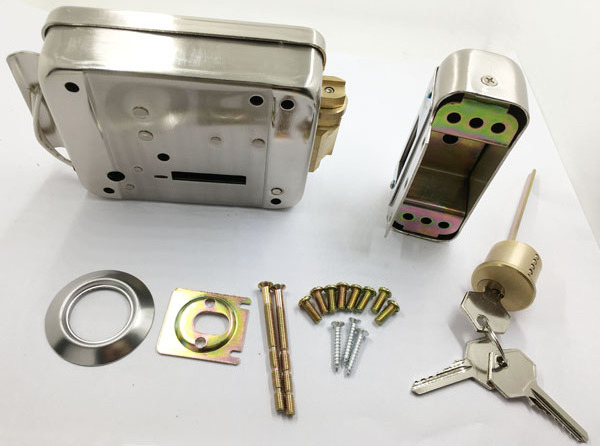 access control lock manufacturers brass fechadura eletrica Electric Rim Lock with double cylinder main gate lock