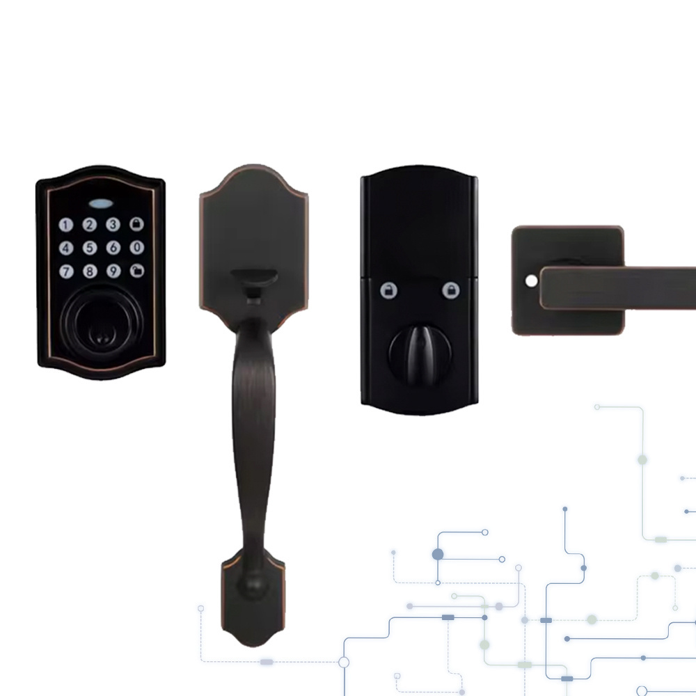 Elock ES224 Smart Front Door Handleset Code Door Lock Password PIN Code Deadbolt SmartKey Re-Key Security Keypad Lock