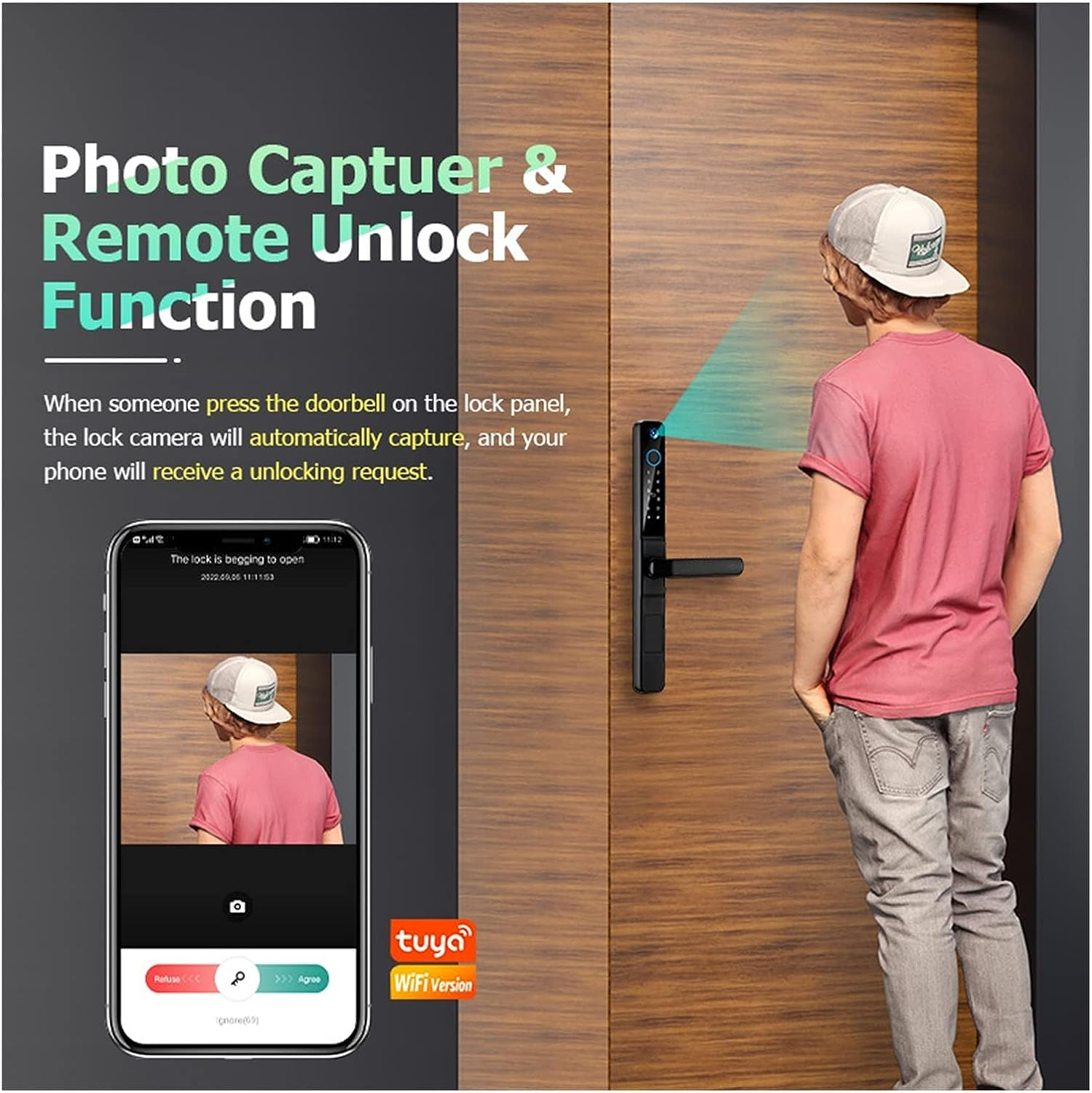 Elock ES264 Waterproof electrical fechadura long handle tuya/TT smart keyless korea digital door lock