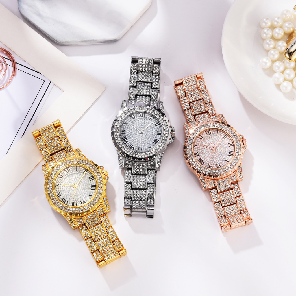 Top Selling Fashion Rhinestone Decor Round Pointer Quartz Watches for ladies