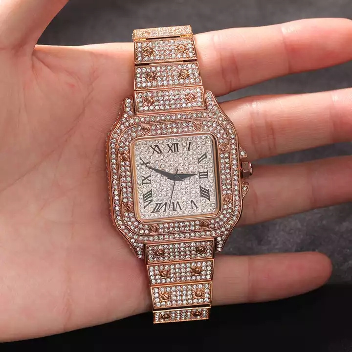 Hip Hop Diamond Watch Fashion Luxury Quartz Watches Stainless Steel Diamond Dial Iced Out Quartz Watch