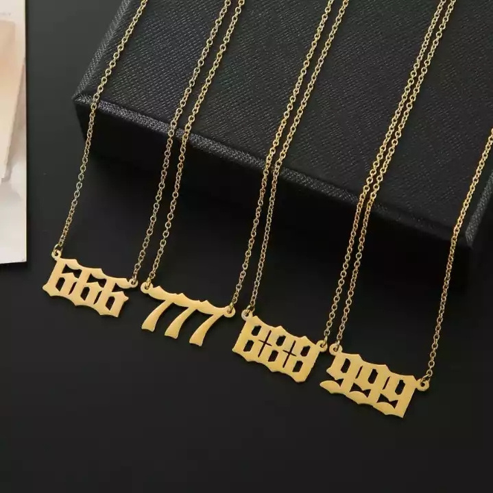 Wholesale Custom High Quality Women Non Tarnish Free Waterproof Jewelry 18K Gold Plated Stainless Steel Angel Number Necklace