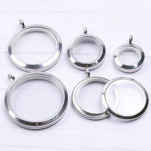 Wholesale Stainless Steel Round Light Surface Lockets for Photos Pendant Necklace