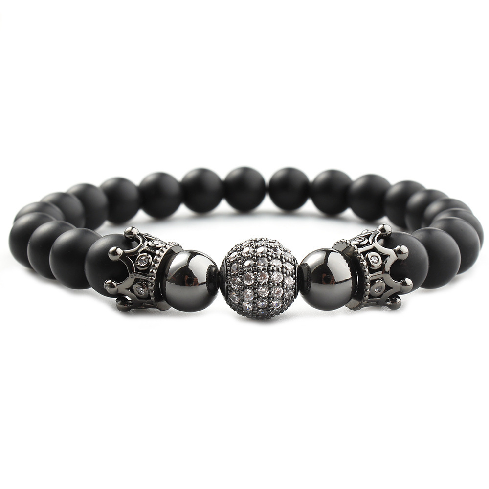 Crystal Bracelet Black Natural Stone Beads Bracelet Wholesale Crown Bracelet(EJ1679)