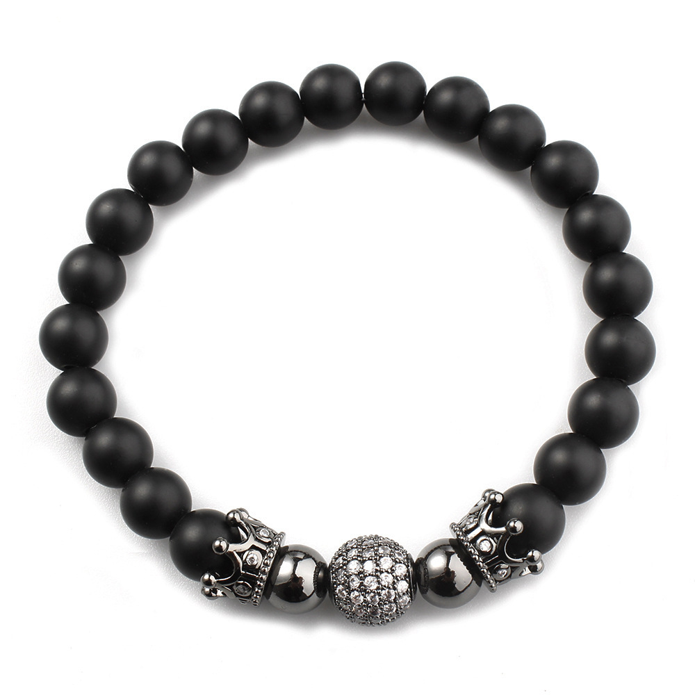 Crystal Bracelet Black Natural Stone Beads Bracelet Wholesale Crown Bracelet(EJ1679)