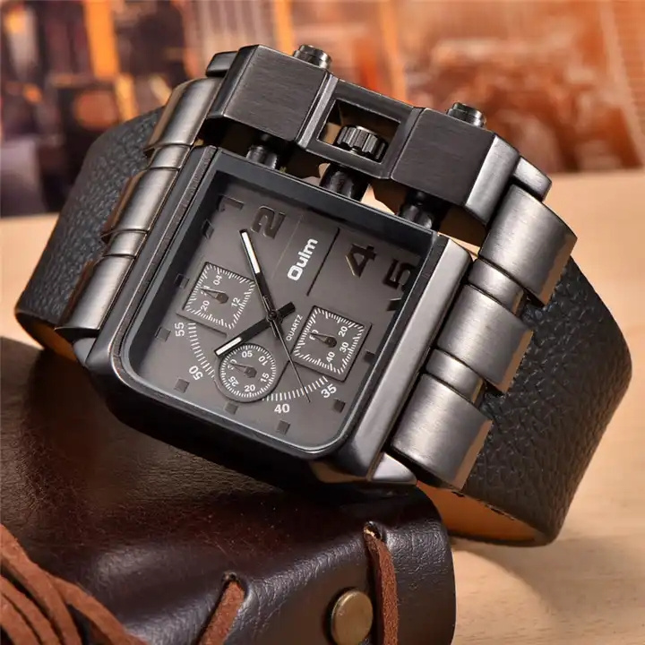 Oulm 3364 king made in prc man quartz watch stylish PU leather strap 24 hours chronometer low moq golf watch factory