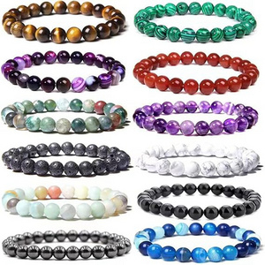 Wholesale Natural Stone Quartz Crystal Beads Bracelets 6mm 8mm 10mm Agate Beads Handmade Gemstone Bracelets for Women and Men