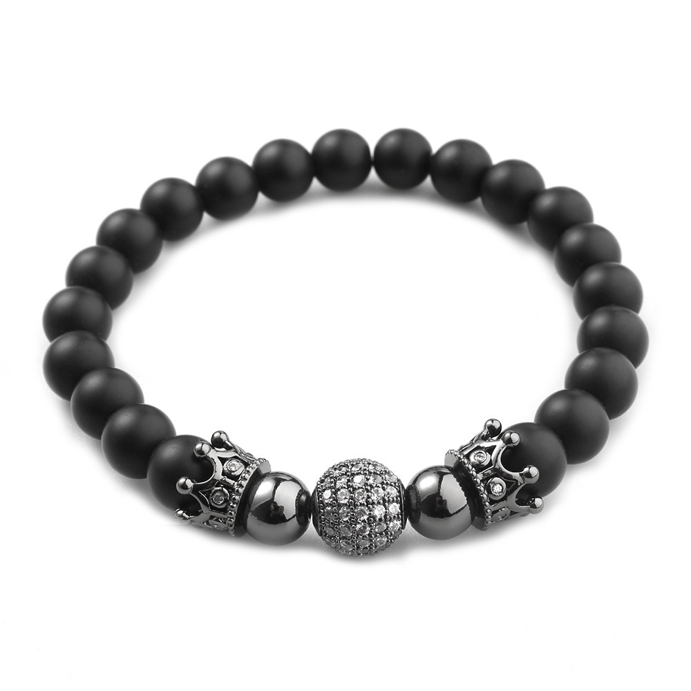 Crystal Bracelet Black Natural Stone Beads Bracelet Wholesale Crown Bracelet(EJ1679)