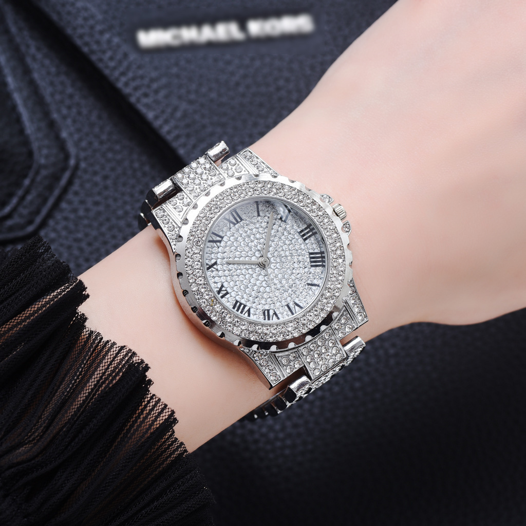 Top Selling Fashion Rhinestone Decor Round Pointer Quartz Watches for ladies