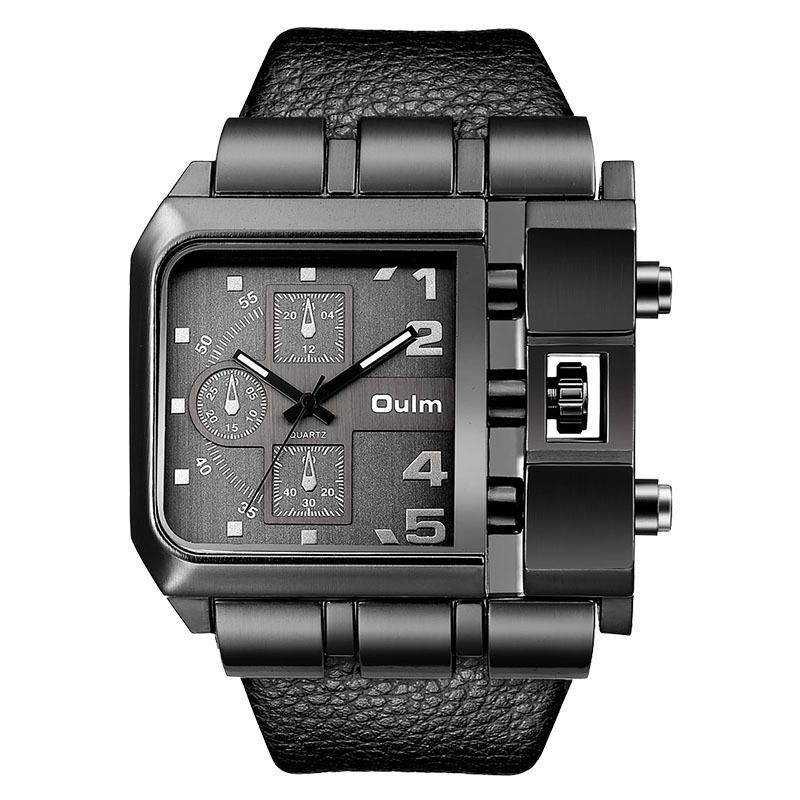 Oulm 3364 king made in prc man quartz watch stylish PU leather strap 24 hours chronometer low moq golf watch factory